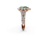 Rose gold Fancy Green Pear  Halo Split Shank Diamond Engagement Ring with Pave Band and Four-Prong Setting_56
