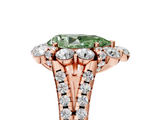 Rose gold Fancy Green Pear  Halo Split Shank Diamond Engagement Ring with Pave Band and Four-Prong Setting_59