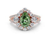 Rose gold Fancy Green Pear  Halo Split Shank Diamond Engagement Ring with Prong Setting_20
