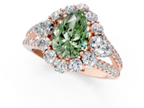 Rose gold Fancy Green Pear  Halo Split Shank Diamond Engagement Ring with Prong Setting_21