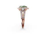 Rose gold Fancy Green Pear  Halo Split Shank Diamond Engagement Ring with Prong Setting_22