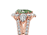 Rose gold Fancy Green Pear  Halo Split Shank Diamond Engagement Ring with Prong Setting_25