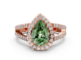 Rose gold Fancy Green Pear  Halo Split Shank Diamond Ring with Four-Prong Setting_32