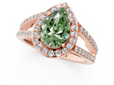 Rose gold Fancy Green Pear  Halo Split Shank Diamond Ring with Four-Prong Setting_33