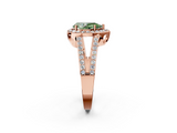 Rose gold Fancy Green Pear  Halo Split Shank Diamond Ring with Four-Prong Setting_34