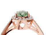 Rose gold Fancy Green Pear  Halo Split Shank Diamond Ring with Four-Prong Setting_36