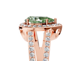 Rose gold Fancy Green Pear  Halo Split Shank Diamond Ring with Four-Prong Setting_37