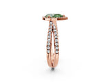 Rose gold Fancy Green Pear  Halo Split Shank Diamond Ring with Pavé Setting_28