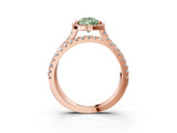 Rose gold Fancy Green Pear  Halo Split Shank Diamond Ring with Pavé Setting_29