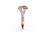 Rose gold Fancy Green Pear  Halo Split Shank Diamond Ring with Prong Setting_22