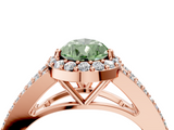 Rose gold Fancy Green Pear  Halo Split Shank Diamond Ring with Prong Setting_24