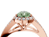 Rose gold Fancy Green Pear  Halo Split Shank Pave Diamond Ring with Four-Prong Setting_53
