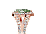 Rose gold Fancy Green Pear  Halo Split Shank Pave Diamond Ring with Four-Prong Setting_54