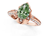 Rose gold Fancy Green Pear  Halo Split Shank Pave Diamond Ring with Petal Prong Setting_21