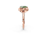 Rose gold Fancy Green Pear  Halo Split Shank Pave Diamond Ring with Petal Prong Setting_22