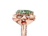 Rose gold Fancy Green Pear  Halo Split Shank Pave Diamond Ring with Petal Prong Setting_25