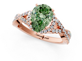 Rose gold Fancy Green Pear  Halo Twist Band Solitaire Prong Setting Ring_77