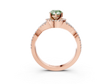 Rose gold Fancy Green Pear  Halo Twist Band Solitaire Prong Setting Ring_79