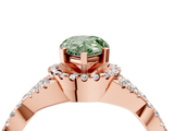 Rose gold Fancy Green Pear  Halo Twist Band Solitaire Prong Setting Ring_80