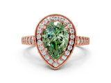 Rose gold Fancy Green Pear  Halo Twist Band Solitaire Ring with Six-Prong Setting_32