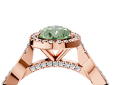 Rose gold Fancy Green Pear  Halo Twist Band Solitaire Ring_23