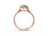 Rose gold Fancy Green Pear  Halo Twisted Band Four-Prong Diamond Ring_23