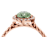 Rose gold Fancy Green Pear  Halo Twisted Band Four-Prong Diamond Ring_24