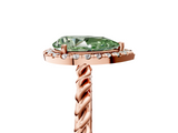 Rose gold Fancy Green Pear  Halo Twisted Band Four-Prong Diamond Ring_25