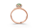Rose gold Fancy Green Pear  Halo Twisted Band Four-Prong Ring_34