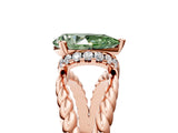 Rose gold Fancy Green Pear  Halo Twisted Band Four-Prong Ring_36