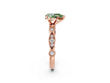 Rose gold Fancy Green Pear  Milgrain Bezel Diamond Engagement Ring with Solitaire Prong Setting_141