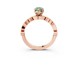 Rose gold Fancy Green Pear  Milgrain Bezel Diamond Engagement Ring with Solitaire Prong Setting_142