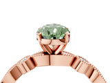 Rose gold Fancy Green Pear  Milgrain Bezel Diamond Engagement Ring with Solitaire Prong Setting_143