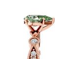 Rose gold Fancy Green Pear  Milgrain Bezel Diamond Engagement Ring with Solitaire Prong Setting_144