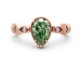 Rose gold Fancy Green Pear  Milgrain Marquise Diamond Twist Band Ring_67