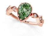 Rose gold Fancy Green Pear  Milgrain Marquise Diamond Twist Band Ring_68