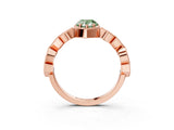 Rose gold Fancy Green Pear  Milgrain Marquise Diamond Twist Band Ring_70