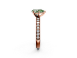 Rose gold Fancy Green Pear  Milgrain Pave Diamond Engagement Ring with Four-Prong Setting_137