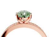 Rose gold Fancy Green Pear  Milgrain Pave Diamond Engagement Ring with Four-Prong Setting_139
