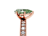 Rose gold Fancy Green Pear  Milgrain Pave Diamond Engagement Ring with Four-Prong Setting_140
