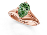 Rose gold Fancy Green Pear  Solitaire Beaded Band Six-Prong Setting_1
