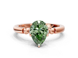 Rose gold Fancy Green Pear  Solitaire Beaded Band with Four-Prong Setting_71