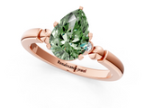 Rose gold Fancy Green Pear  Solitaire Beaded Band with Four-Prong Setting_72