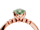Rose gold Fancy Green Pear  Solitaire Beaded Band with Four-Prong Setting_75