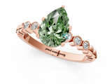 Rose gold Fancy Green Pear  Solitaire Bezel Accent Diamond Engagement Ring with Beaded Band and Four-Prong Setting_56