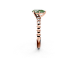 Rose gold Fancy Green Pear  Solitaire Bezel Accent Diamond Engagement Ring with Beaded Band and Four-Prong Setting_57