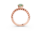 Rose gold Fancy Green Pear  Solitaire Bezel Accent Diamond Engagement Ring with Beaded Band and Four-Prong Setting_58