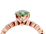 Rose gold Fancy Green Pear  Solitaire Bezel Accent Diamond Engagement Ring with Beaded Band and Four-Prong Setting_59