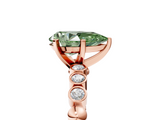 Rose gold Fancy Green Pear  Solitaire Bezel Accent Diamond Engagement Ring with Beaded Band and Four-Prong Setting_60