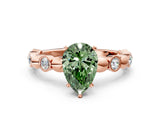 Rose gold Fancy Green Pear  Solitaire Bezel-Set Diamond Ring with Beaded Band and Four-Prong Setting_32